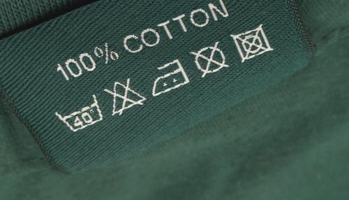 100% cotton t-shirt tag